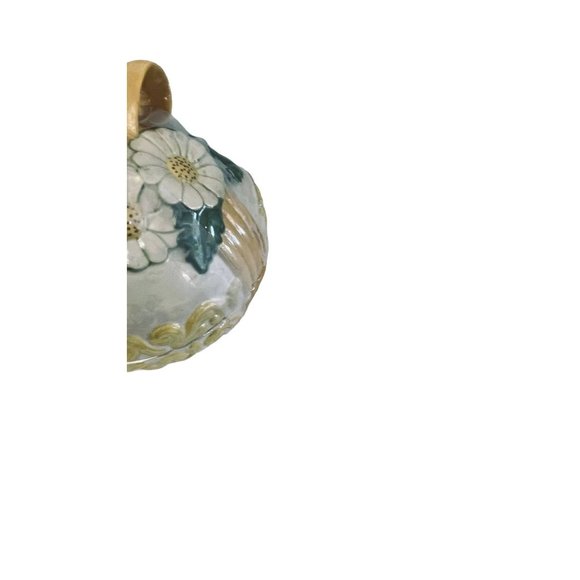 Ceramic Easter Egg Bow Flowers Lidded Dish Trinket Box Hand painted 6 1/3" x 4 1 - Picture 9 of 10